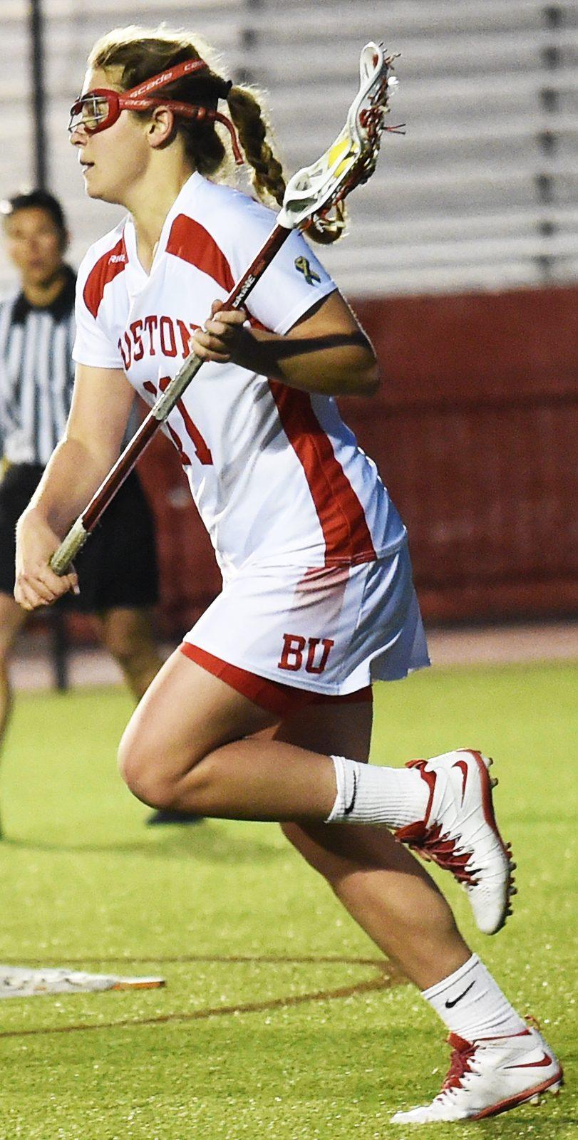 Taylor Hardison scored her first goal of the season in BU's win over Lowell. PHOTO BY MADDIE MALHOTRA/ DAILY FREE PRESS STAFF