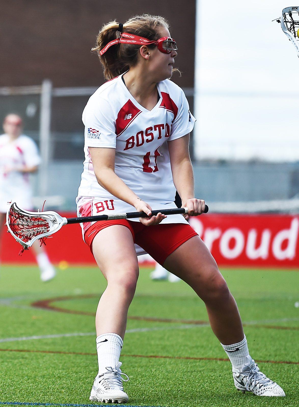 Senior attacker Taylor Hardison scored the game-winning goal in BU's win over Army. PHOTO BY MADDIE MALHOTRA/ DAILY FREE PRESS STAFF 