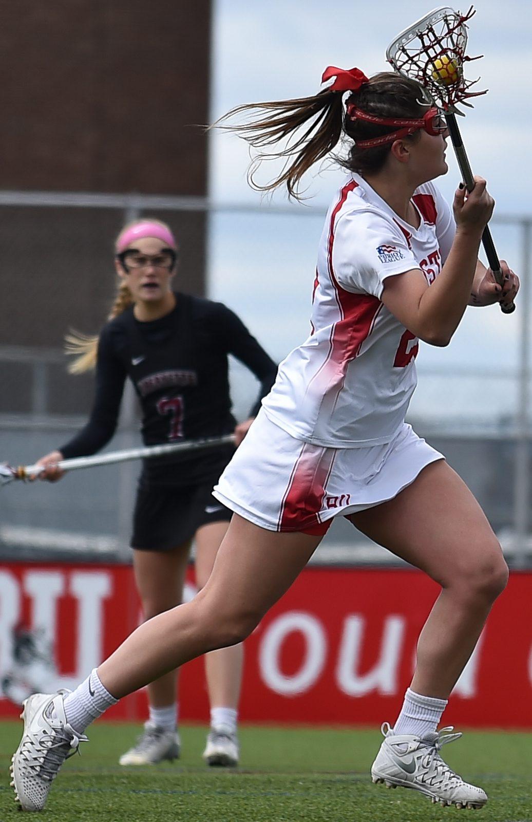 Senior attacker Elisabeth Jayne scored a hat trick on Senior Day. PHOTO BY MADDIE MALHOTRA/ DAILY FREE PRESS STAFF