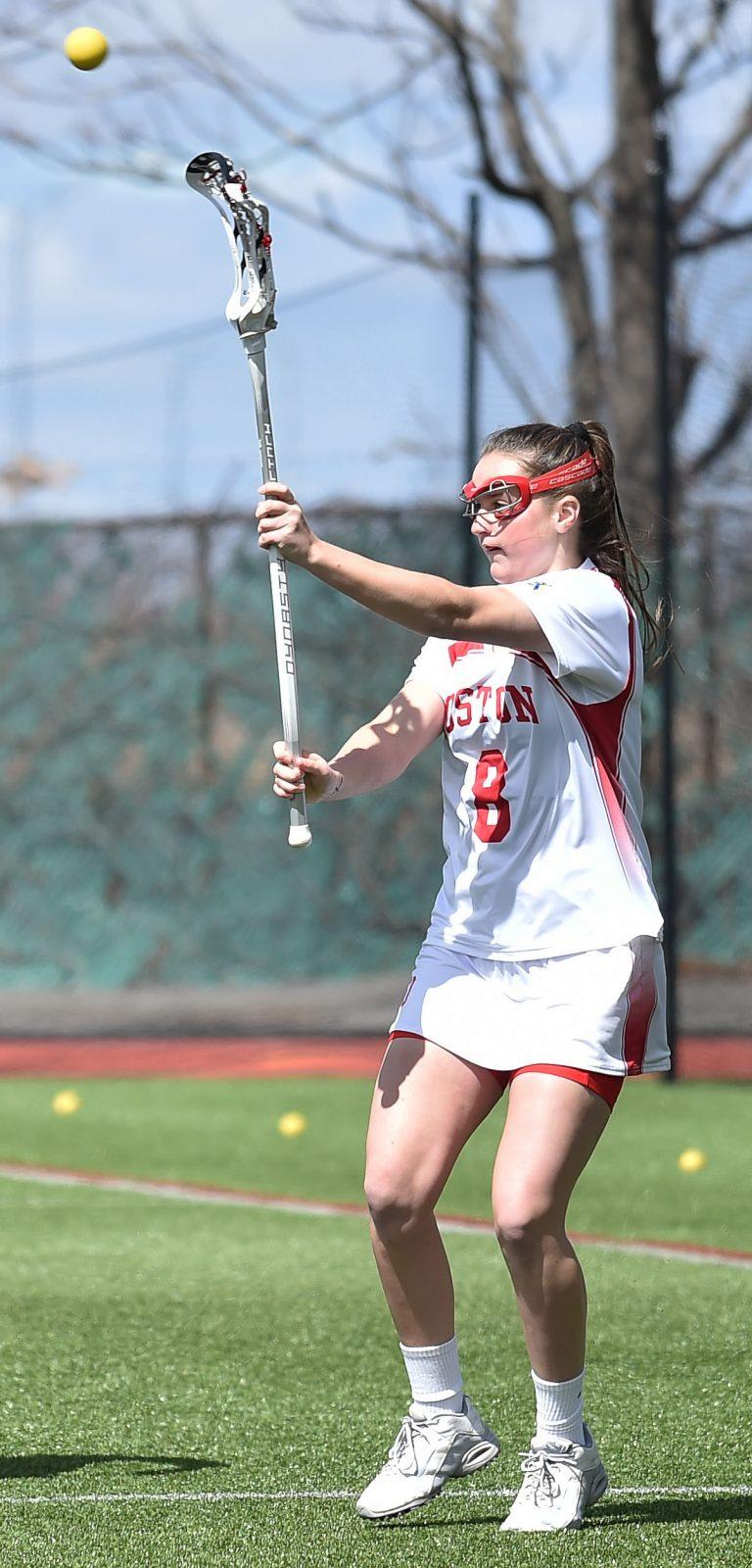 Freshman Attacker Kailey Conry leads BU in points. PHOTO BY MADDIE MALHOTRA/ DAILY FREE PRESS STAFF
