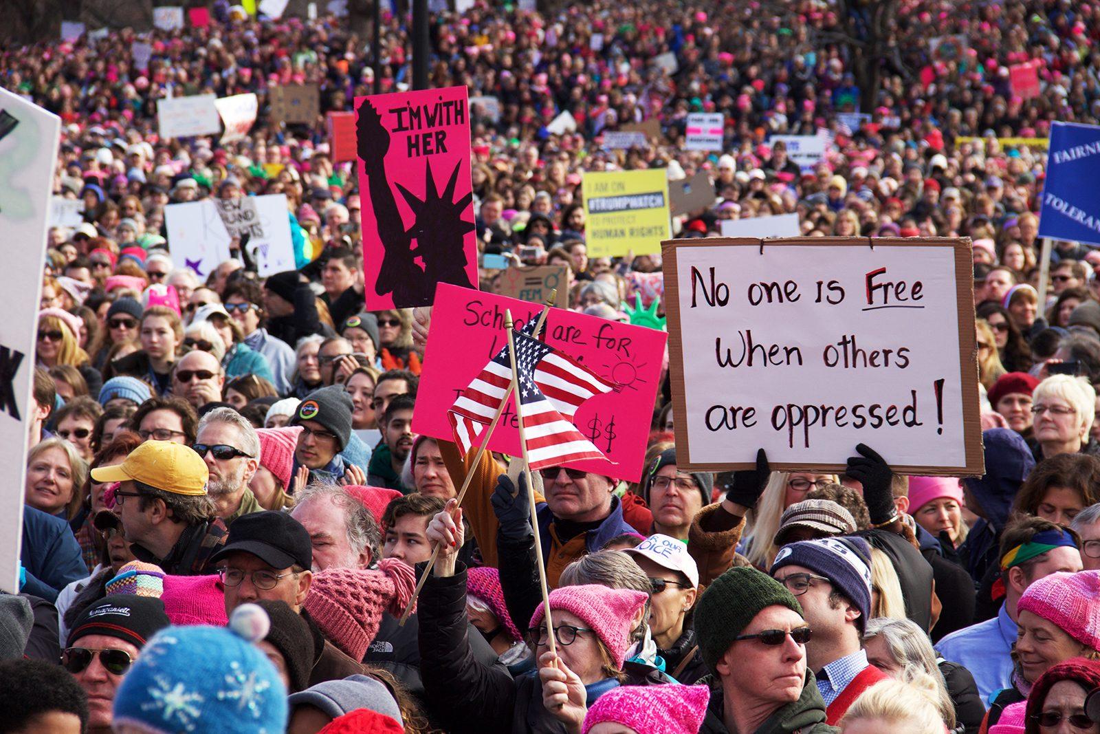 March Forward Massachusetts, a new nonprofit organization, forms in partnership with the Boston Women’s March for America to fight for marginalized groups. PHOTO BY OLIVIA FALCIGNO/ DAILY FREE PRESS STAFF