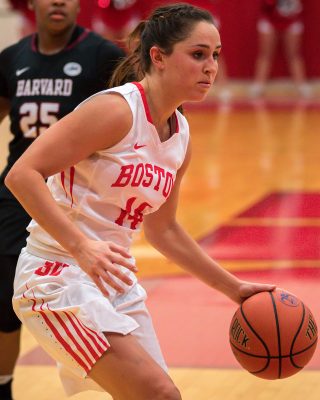 Terriers guard Courtney Latham had 4 steals in an outstanding defensive effort in BU's win over Lehigh. (Photo by John Kavouris/Daily Free Press)