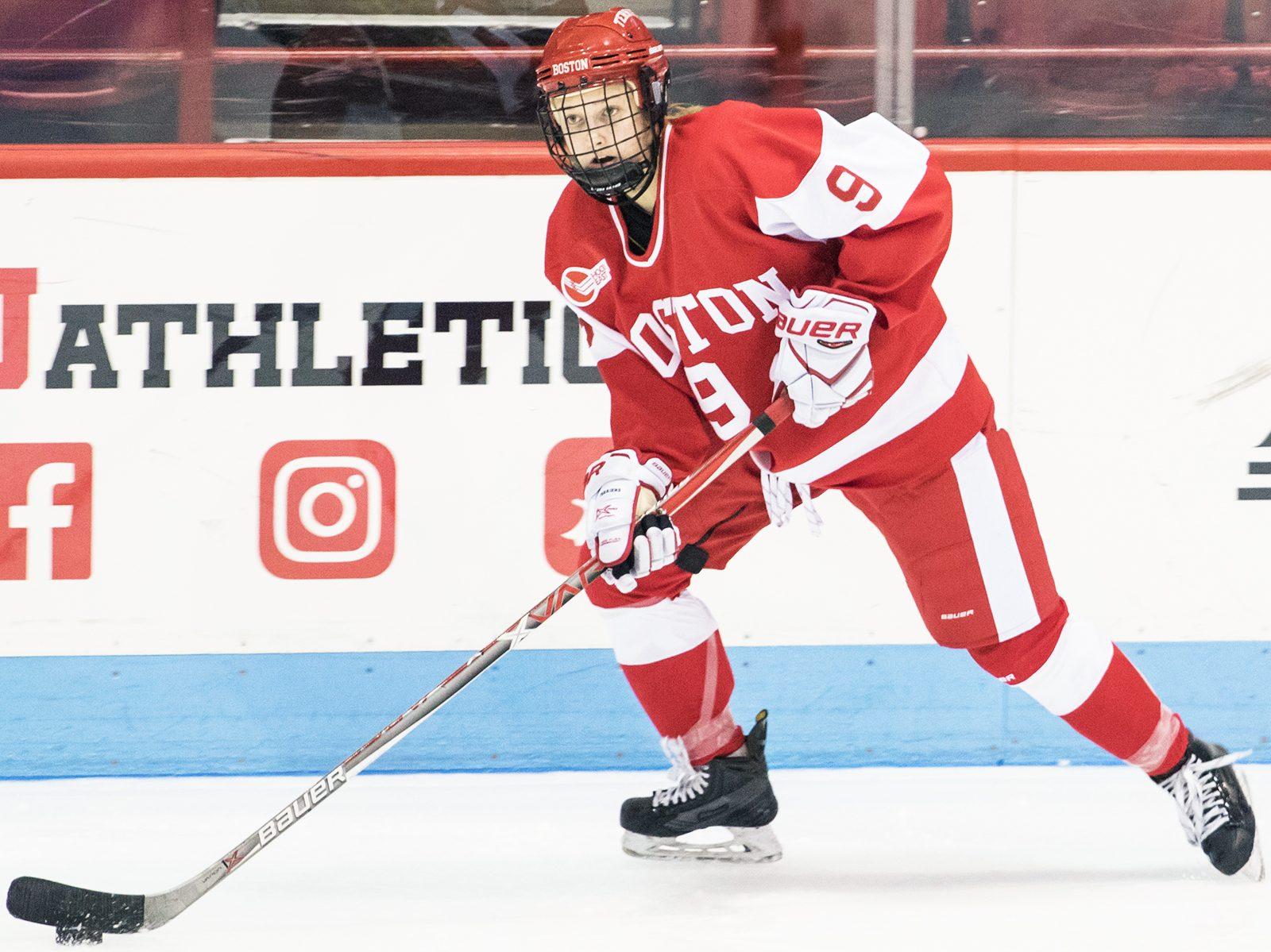 Abby Cook was able to jump right into coach Brian Durocher's lineup upon arriving to BU. PHOTO BY JUSTIN HAWK/ DAILY FREE PRESS STAFF