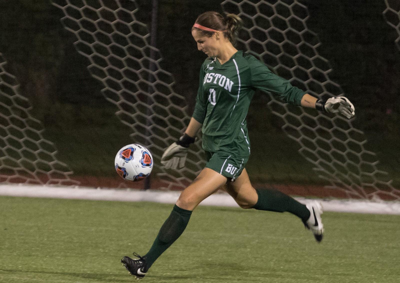 The Terriers' offense is struggling to start the year, but they are also missing the presence of Alyssa Parisi in net. PHOTO BY JUSTIN HAWK/ DFP FILE PHOTO