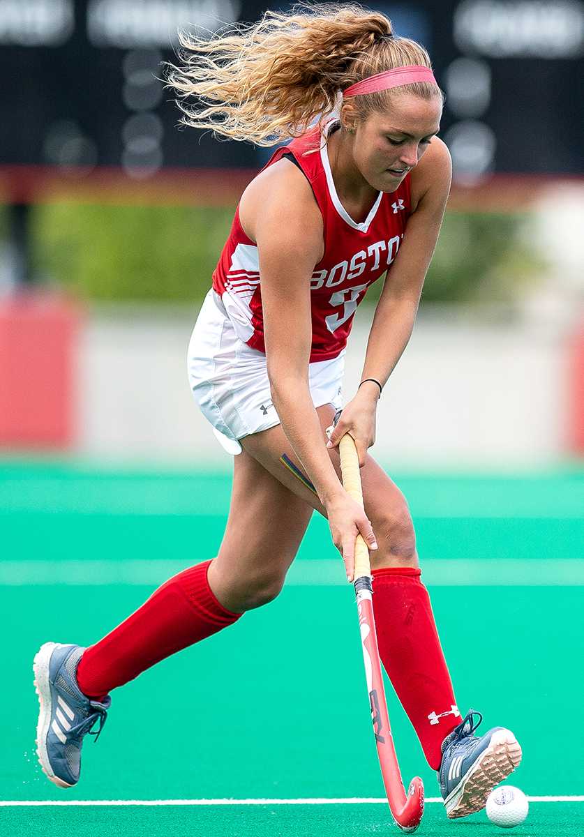 Senior forward Kara Enoch in Saturday’s match against Colgate University. The Terriers will look to extend their win streak Saturday against Lafayette College. MADDIE MALHOTRA/ DAILY FREE PRESS STAFF