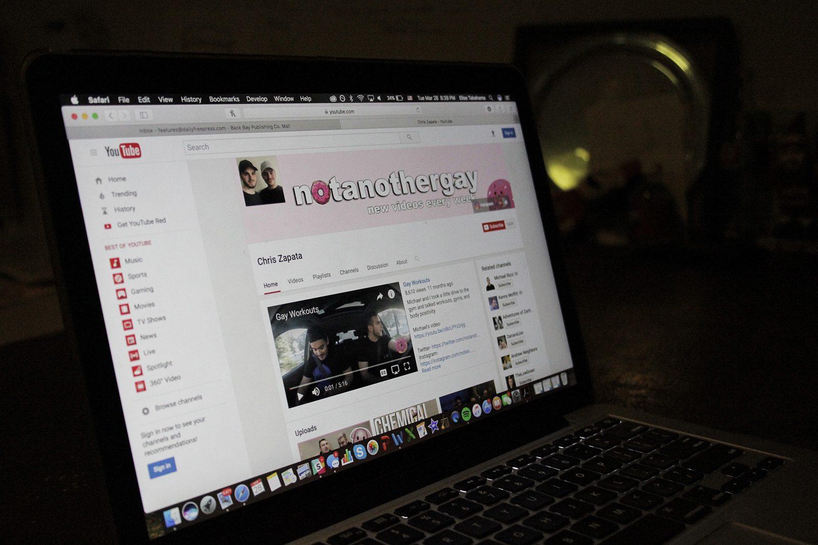 Chris Zapata, one of many LGBTQ YouTubers, expresses his disappointment and frustration with YouTube's Restricted Mode on LGBTQ-related videos. PHOTO ILLUSTRATION BY KALINA NEWMAN/ DAILY FREE PRESS STAFF